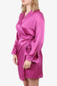 Nanushka Fushia Side-Tie Long Sleeve Mini Dress Size S