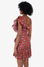 Isabel Marant Etoile Red/White Floral One-Shoulder Mini Dress Size 34
