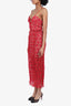 Self-Portrait Red/Tan Floral Lace Overlay Sleeveless Midi Dress Size 2