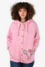 Gucci Pink Hooded Tennis Logo Oversized Button-Up Sweater Size S