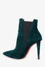Christian Louboutin Green Suede Pointed Toe Ankle Booties Size 37