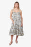 Innika Choo Blue/Beige Floral Ruffle Midi Dress Size  0