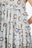 Innika Choo Blue/Beige Floral Ruffle Midi Dress Size  0