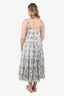 Innika Choo Blue/Beige Floral Ruffle Midi Dress Size  0