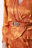 Ronny Kobo Yellow Silk Floral Crystal Belted Top + Trousers Size S