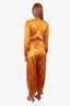 Ronny Kobo Yellow Silk Floral Crystal Belted Top + Trousers Size S