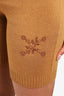 Off-White Tan Wool Knit Bra Top + Embroidered Bermuda Shorts Size XXS