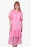 See by Chloe Pink Sheer Ruffle Short Sleeve Maxi Dress With Slip Size 36