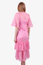See by Chloe Pink Sheer Ruffle Short Sleeve Maxi Dress With Slip Size 36