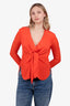 3.1 Phillip Lim Orange Silk Front Knot Long Sleeve Blouse Size 2