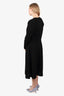 Oscar de la Renta Black Cross Stitch Pointelle Midi Dress With Cardigan Size L