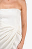 Gauge 81 White Strapless Ruched Midi Dress Size 38