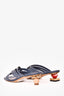 Jacquemus Blue Stitched Asymmetrical Mule Sandals Size 36