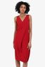 Prada Red Asymmetrical  Sleeveless Midi Dress Size 38