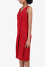 Prada Red Asymmetrical  Sleeveless Midi Dress Size 38