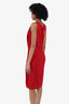 Prada Red Asymmetrical  Sleeveless Midi Dress Size 38