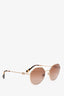 Valentino Brown Tortoise Shell Octangular Framed Sunglasses