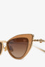 Valentino Gold Toned/Brown Cat Eye Sunglasses