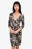 Diane Von Furstenberg White/Brown Leopard Wrap Dress Size 0