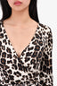 Diane Von Furstenberg White/Brown Leopard Wrap Dress Size 0