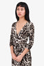 Diane Von Furstenberg White/Brown Leopard Wrap Dress Size 0