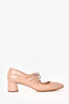 Miu Miu Beige Patent Leather Embellished Mary Jane Heels Size 37