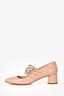 Miu Miu Beige Patent Leather Embellished Mary Jane Heels Size 37