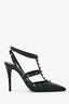 Valentino Black Leather Cage Rockstud Heels Size 38