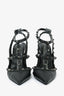 Valentino Black Leather Cage Rockstud Heels Size 38