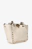 Valentino White Leather Mini Rockstud Tote with Strap