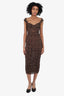 Majorelle Brown/Black Leopard Print Ruched Midi Dress Size XS