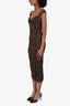 Majorelle Brown/Black Leopard Print Ruched Midi Dress Size XS