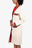 Gucci Off White Wool Web Trimmed Coat Size 40