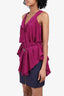 Balenciaga Purple Silk Pleated Belted Blouse Size 38