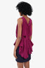 Balenciaga Purple Silk Pleated Belted Blouse Size 38