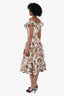 Ulla Johnson White/Pink Floral Ruffle Drop-Waist Midi Dress Size S