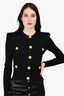 Balmain Black Knit Gold Button Cardigan Size 38