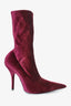 Balenciaga Burgundy Velvet Knife 110MM Sock Boots Size 37