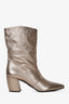 Prada Metallic Leather Pointed Ruched Heeled Boots Size 39