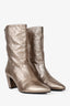 Prada Metallic Leather Pointed Ruched Heeled Boots Size 39