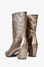 Prada Metallic Leather Pointed Ruched Heeled Boots Size 39