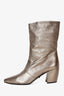 Prada Metallic Leather Pointed Ruched Heeled Boots Size 39