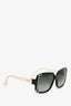 Salvatore Ferragamo Black Striped Oversized Sunglasses with Pink Sides