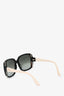 Salvatore Ferragamo Black Striped Oversized Sunglasses with Pink Sides