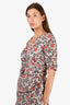 Isabel Marant Beige/Red Floral Silk Blend Printed Midi Dress Size 40