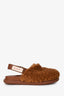 Marni Brown Leather Sabot Shearling Clogs Size 40
