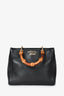 Gucci Black Leather Small Bamboo Handle Tote