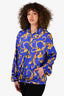 Versace Blue/Yellow Barocco Istante Print Nylon Windbreaker Jacket Size 48