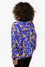 Versace Blue/Yellow Barocco Istante Print Nylon Windbreaker Jacket Size 48