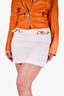 Boutique Moschino Cream Mini Skirt with Tea Set Charm Detail Size 2 US
